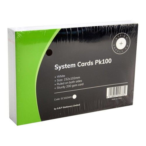 OSC System Cards Ruled 102 x 152mm White Pack 100 OSC System Cards Ruled 102 x 152mm White Pack 100