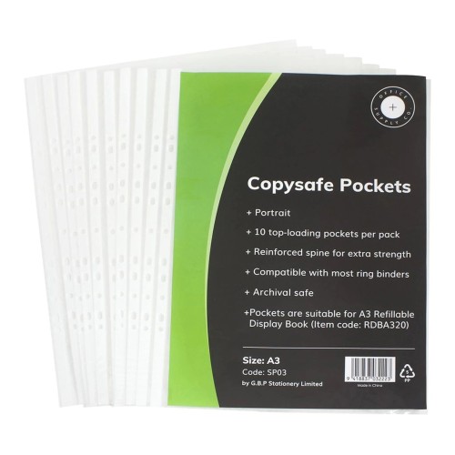 10 OSC Copysafe Pockets 50 Micron A3 10 OSC Copysafe Pockets 50 Micron A3