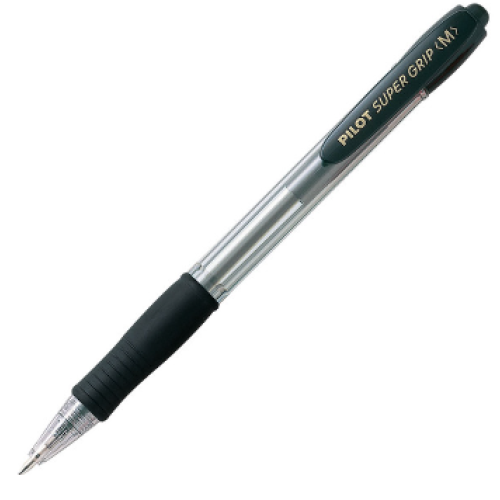 12-Pack Pilot Super Grip Black Retractable Clicker Pen Med 12-Pack Pilot Super Grip Black Retractable Clicker Pen Med
