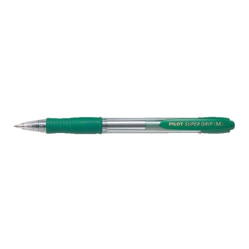 12-Pack Pilot Super Grip Green Retractable Clicker Pen Med 12-Pack Pilot Super Grip Green Retractable Clicker Pen Med