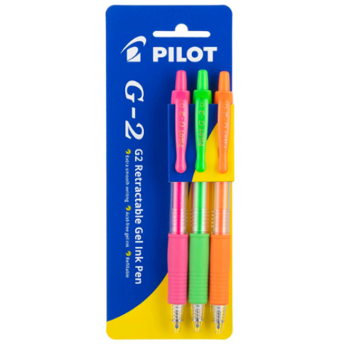 Pilot G2 Gel Fine Neon Pink Green Orange Pack of 3 Pilot G2 Gel Fine Neon Pink Green Orange Pack of 3