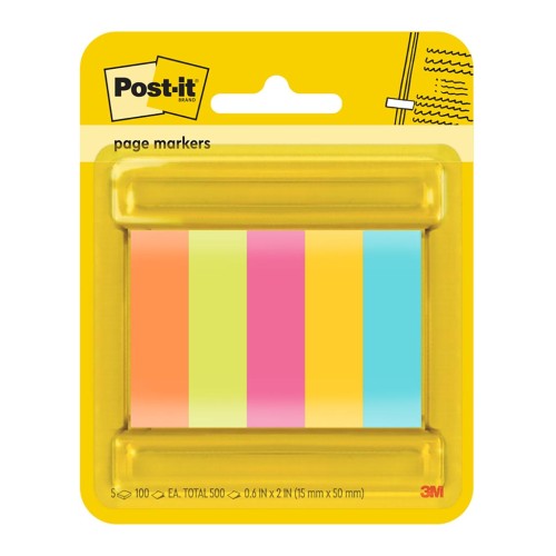 Post-it Page Markers 670-5ASST 15x50mm Assorted, Pack of 5 Post-it Page Markers 670-5ASST 15x50mm Assorted, Pack of 5