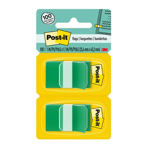 Post-it Flags 680-GN2 Twin Pack Green 25x43mm 100 Pack Post-it Flags 680-GN2 Twin Pack Green 25x43mm 100 Pack
