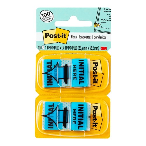 Post-it Flags 680-IH2 Twin Pack Initial Here Blue 25x43mm 100 pack Post-it Flags 680-IH2 Twin Pack Initial Here Blue 25x43mm 100 pack