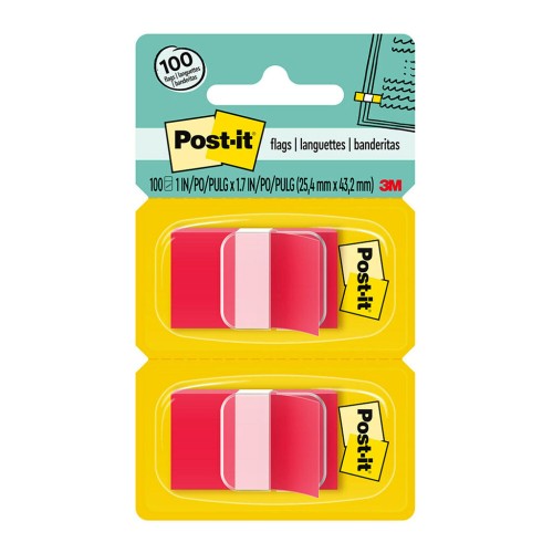 Post-it Flags 680-RD2 Twin Pack Red 25x43mm 100 Total Pack Post-it Flags 680-RD2 Twin Pack Red 25x43mm 100 Total Pack