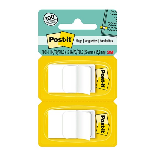 Post-it Flags 680-WE2 Twin Pack White 25mm x 43mm 100 Pack Post-it Flags 680-WE2 Twin Pack White 25mm x 43mm 100 Pack