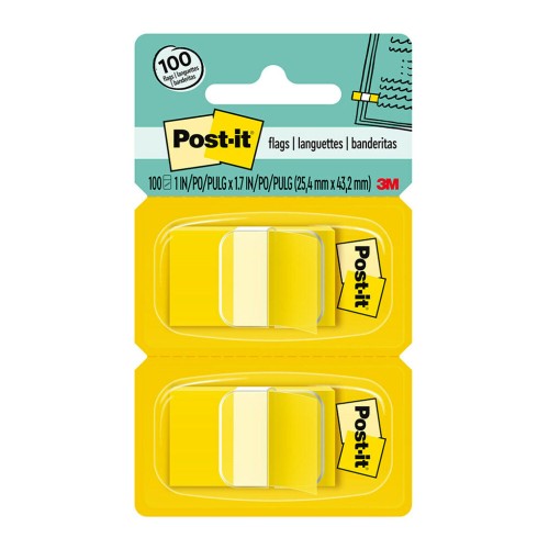 Post-it Flags 680-YW2 Twin Pack 25mm x 43mm Yellow 100 Flags Post-it Flags 680-YW2 Twin Pack 25mm x 43mm Yellow 100 Flags