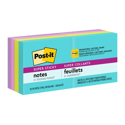 8-Pack Post-it Super Sticky Notes 622-8SSMIA 48x48mm Supernova (Miami) 8-Pack Post-it Super Sticky Notes 622-8SSMIA 48x48mm Supernova (Miami)