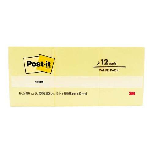 Post-it Notes 653-Y 35x48mm Yellow, Pack of 12 Post-it Notes 653-Y 35x48mm Yellow, Pack of 12