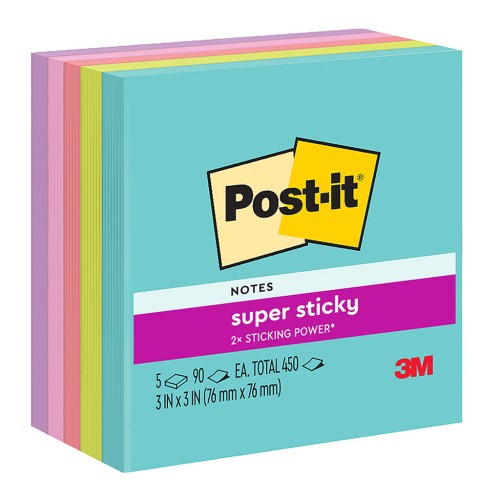 5-Pack Post-it Super Sticky Notes 654-5SSMIA 76x76mm Supernova (Miami) 5-Pack Post-it Super Sticky Notes 654-5SSMIA 76x76mm Supernova (Miami)