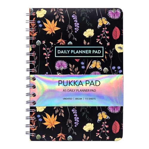 Pukka Bloom Daily Planner Pad Black A5 150mm x 210mm Pukka Bloom Daily Planner Pad Black A5 150mm x 210mm