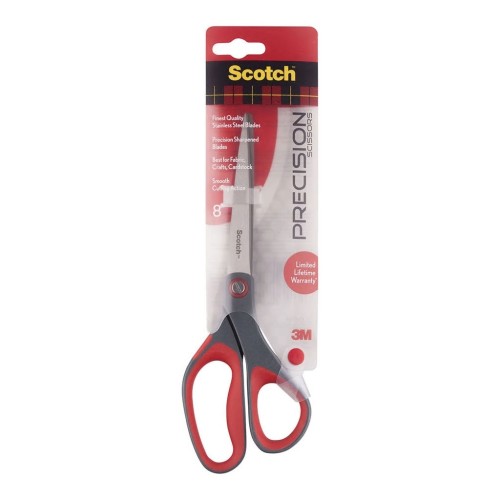 Scotch Precision Scissors 1448 8in Grey/Red Scotch Precision Scissors 1448 8in Grey/Red