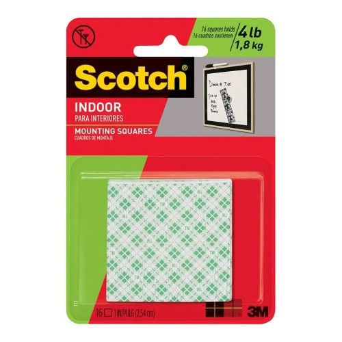 Scotch Mounting Squares 111/DC Indoor Permanent 16 Pack Scotch Mounting Squares 111/DC Indoor Permanent 16 Pack