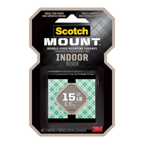 Scotch Mounting Squares 111H-SQ-48 Indoor 25mm, 48pk Scotch Mounting Squares 111H-SQ-48 Indoor 25mm, 48pk