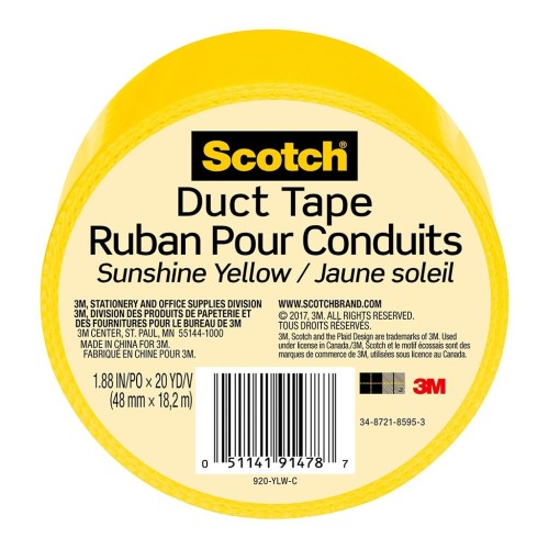 Scotch Duct Tape 920-YLW 48mm x 18.2m Sunshine Yellow Scotch Duct Tape 920-YLW 48mm x 18.2m Sunshine Yellow
