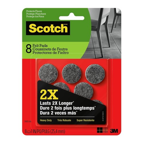 Scotch Felt Pads SP870 Heavy Duty 2.5cm Round, Pack of 8 Scotch Felt Pads SP870 Heavy Duty 2.5cm Round, Pack of 8