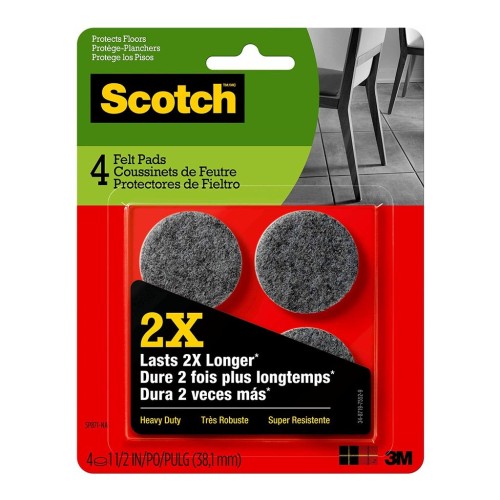 Scotch Felt Pads SP871 Heavy Duty 3.8 cm Round, Pack of 4 Scotch Felt Pads SP871 Heavy Duty 3.8 cm Round, Pack of 4