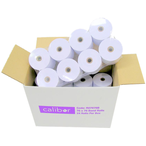 Bond Plain Paper Rolls 76mm x 76mm 1-Ply - Box of 24