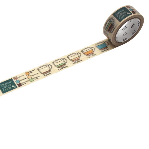 MT Washi Tape 15mm x 5m Espresso Coffee Guide MT Washi Tape 15mm x 5m Espresso Coffee Guide