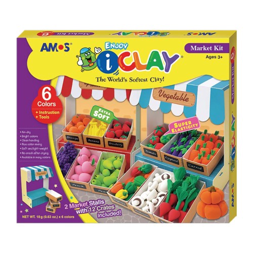 Amos i-Clay Modelling Clay Kit Market Stall 18g x 6 pieces Amos i-Clay Modelling Clay Kit Market Stall 18g x 6 pieces