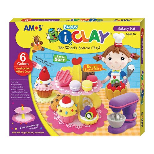 Amos i-Clay Modelling Clay Kit Bakery 18g x 6 pieces Amos i-Clay Modelling Clay Kit Bakery 18g x 6 pieces