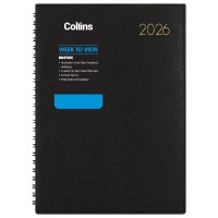 Collins Boston A43 Week To View Diary Black Even Year