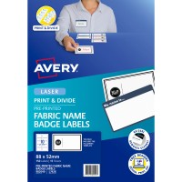 Avery 'Hello! My Name Is' Fabric Print & Divide Name Badges Laser 88x52mm 150 Labels L7428