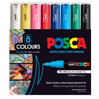 Uni Posca Marker 0.7mm Ultra-Fine Round Tip 8 Pack Assorted PC-1M