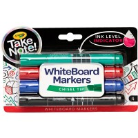 Crayola Take Note Whiteboard Broadline Markers 4Pk