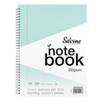 Silvine Tinted A4+ Notebook 8mm Lined with Margin 100 Pages Blue