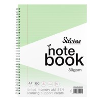 Silvine Tinted A4+ Notebook 8mm Lined with Margin 100 Pages Green