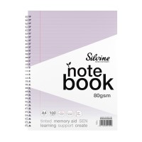 Silvine Tinted A4+ Notebook 8mm Lined with Margin 100 Pages Lilac