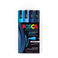 Uni Posca Marker 1.8-2.5mm Med Bullet 4 Pack Shades of Blue PC-5M Uni Posca Marker 1.8-2.5mm Med Bullet 4 Pack Shades of Blue PC-5M