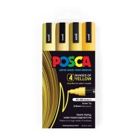 Uni Posca Marker 1.8-2.5mm Med Bullet 4 Pack Shades of Yellow PC-5M