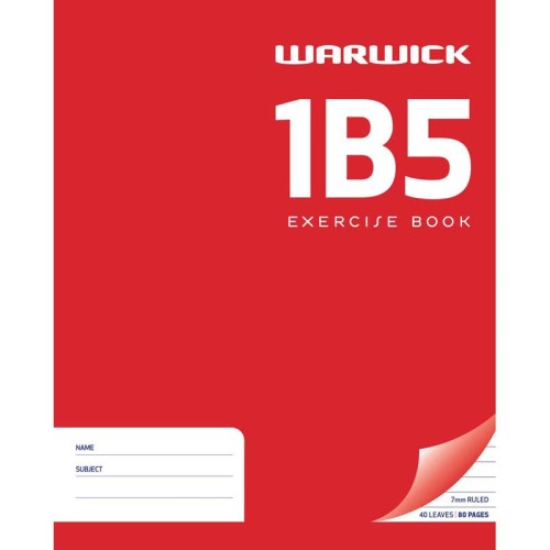 Warwick Exercise Book 1B5 40 Leaf Ruled 7mm 255x205mm Warwick Exercise Book 1B5 40 Leaf Ruled 7mm 255x205mm