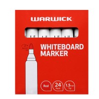 Warwick Whiteboard Marker Bullet Tip Red Pack 24