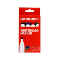 Warwick Whiteboard Marker Bullet Tip Assorted Pack 4