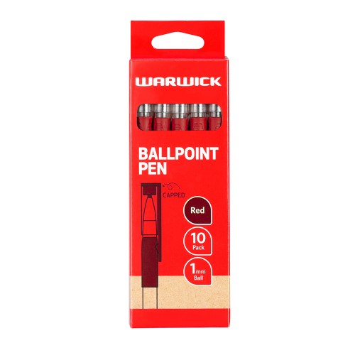 Warwick Pen Ballpoint Red Capped Medium Box 10 Warwick Pen Ballpoint Red Capped Medium Box 10