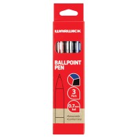 Warwick Pen Ballpoint Assorted Retractable Medium Comfort Grip 3 Pack