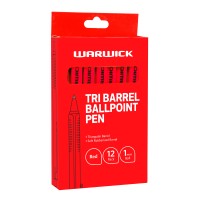 Warwick Pen Ballpoint Tri Barrel 1.0mm Medium Red Box 12 Warwick Pen Ballpoint Tri Barrel 1.0mm Medium Red Box 12