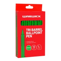 Warwick Pen Ballpoint Tri Barrel 1.0mm Medium Green Box 12 Warwick Pen Ballpoint Tri Barrel 1.0mm Medium Green Box 12