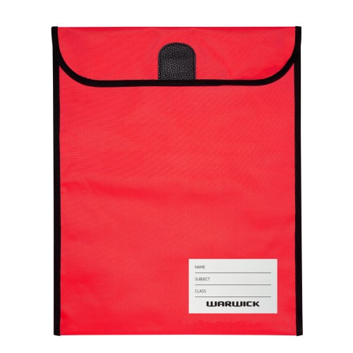 Warwick Homework Bag Medium 290x360mm Hook & Loop Red Warwick Homework Bag Medium 290x360mm Hook & Loop Red