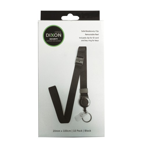 Dixon Lanyard Breakaway Retractable Reel Ring & Clip PK10 Dixon Lanyard Breakaway Retractable Reel Ring & Clip PK10
