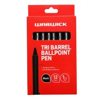 Warwick Pen Ballpoint Tri Barrel 1.0mm Medium Black Box 12 Warwick Pen Ballpoint Tri Barrel 1.0mm Medium Black Box 12