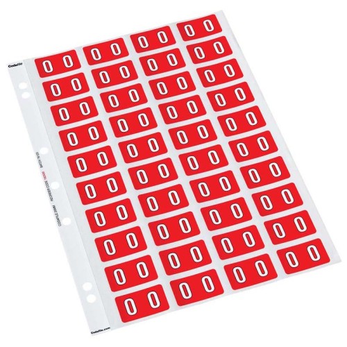 Codafile Label Numeric 0 25mm Pack 5 Sheets Codafile Label Numeric 0 25mm Pack 5 Sheets