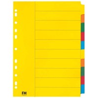 FM Indices A4 10 Tab Coloured Cardboard