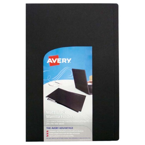 Avery File Folder Black 250gsm Foolscap Pack 10 Avery File Folder Black 250gsm Foolscap Pack 10