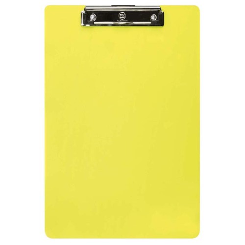 FM Clipboard Neon Yellow Foolscap Transparent Plastic FM Clipboard Neon Yellow Foolscap Transparent Plastic