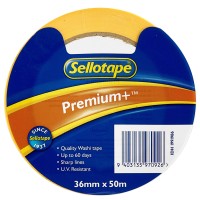 Sellotape Washi Premium+ Versatile Yellow 36mm x 50m