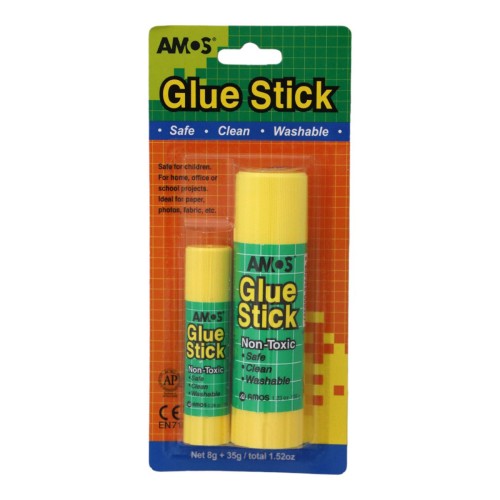 Amos Glue Stick 35gm Plus 8gm Multipack Jumbo And Small Amos Glue Stick 35gm Plus 8gm Multipack Jumbo And Small
